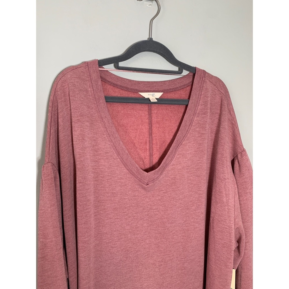 NEW Terra & Sky Sweatshirt Dress Women 3X Pink V-Neck Long Sleeve Pockets - Picture 3 of 10